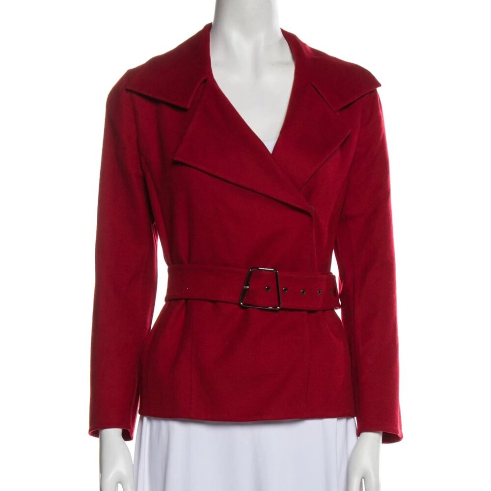 NWOT Akris Red Women's Belted Jacket 100% Cashmere Size US 6 (FR 38)